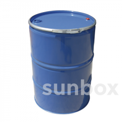 Fût métallique 200L. Couvercle avec cerclage sauterelle et 2 ouvertures